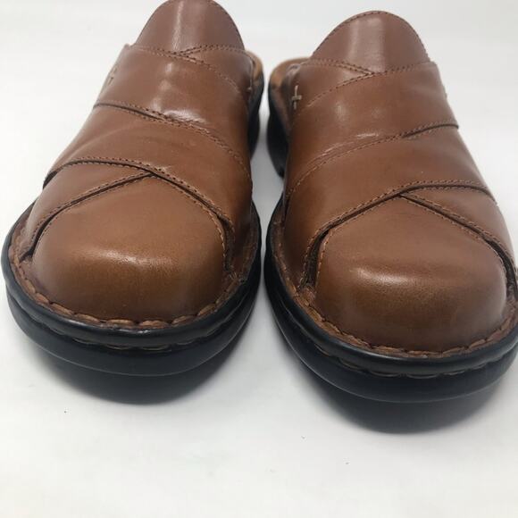 Clarks Brown Tan Leather Huarache Woven Comfort Slides Sandals shoes womens 6 - Picture 4 of 10